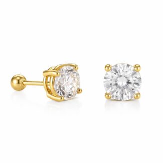4 prongs round cut lab grown diamond earrings stud