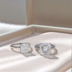 Asscher cut lab grown diamond engagement ring