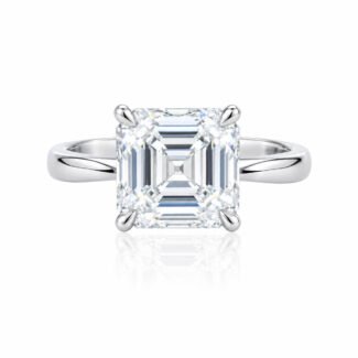 Asscher cut lab grown diamond engagement ring