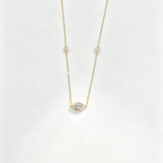 Bezel setting marquise cut lab grown diamond pendant necklace