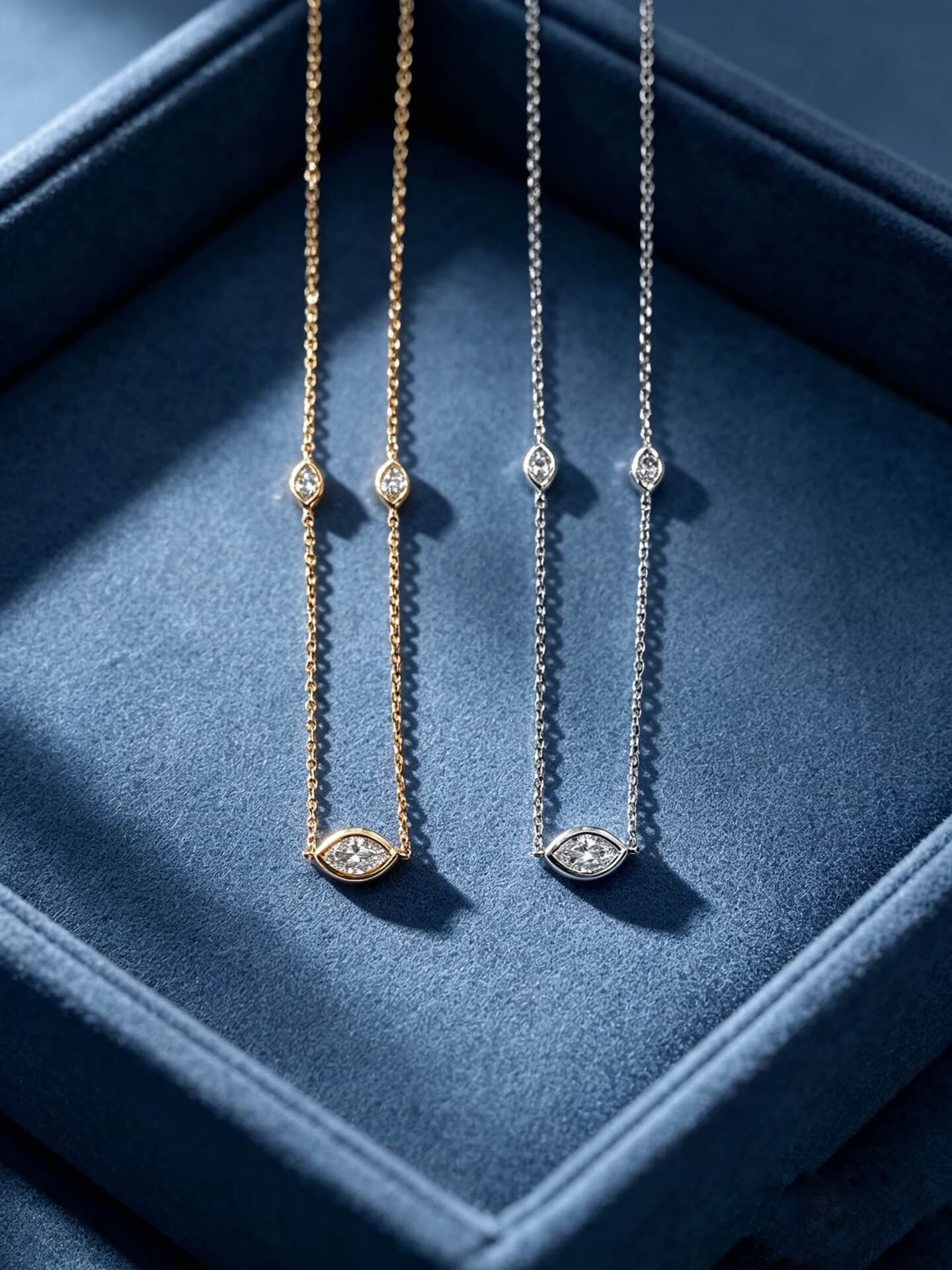 Bezel setting marquise cut lab grown diamond pendant necklace