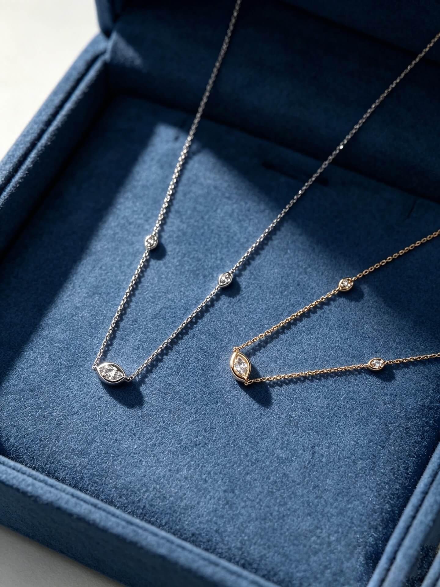 Bezel setting marquise cut lab grown diamond pendant necklace