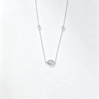 Bezel setting marquise cut lab grown diamond pendant necklace