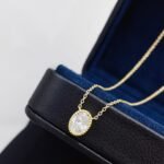 Bezel setting oval cut lab grown diamond necklace