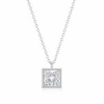 Bezel setting princess cut lab grown diamond pendant necklace