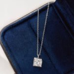 Bezel setting princess cut lab grown diamond pendant necklace