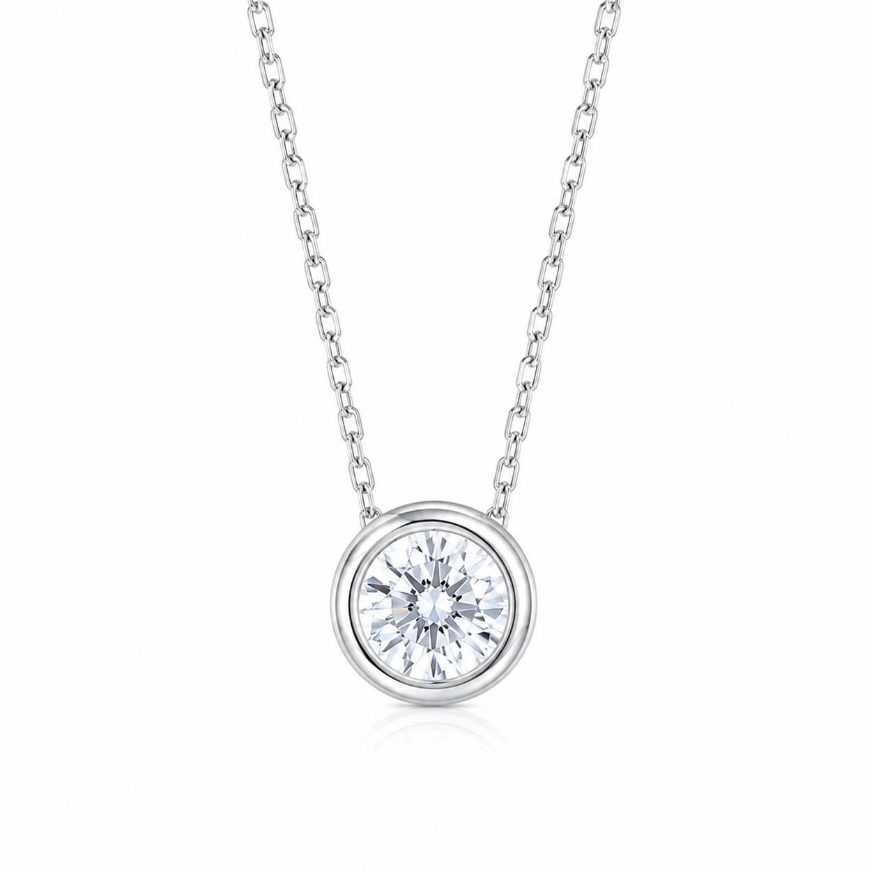 Bezel setting round cut lab grown diamond necklace Bezel setting round cut lab grown diamond necklace