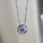 Bezel setting round cut lab grown diamond necklace