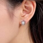 Cat design round cut lab grown diamond earrings stud