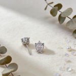 Cat design round cut lab grown diamond earrings stud