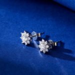 Eight-sided sunflower lab grown diamond earrings stud