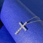 Emerald cut lab grown diamond cross pendant necklace