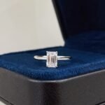 Emerald cut lab grown diamond engagement ring