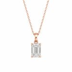 Emerald cut lab grown diamond pendant necklace