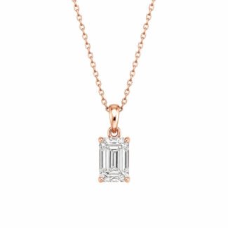 Emerald cut lab grown diamond pendant necklace