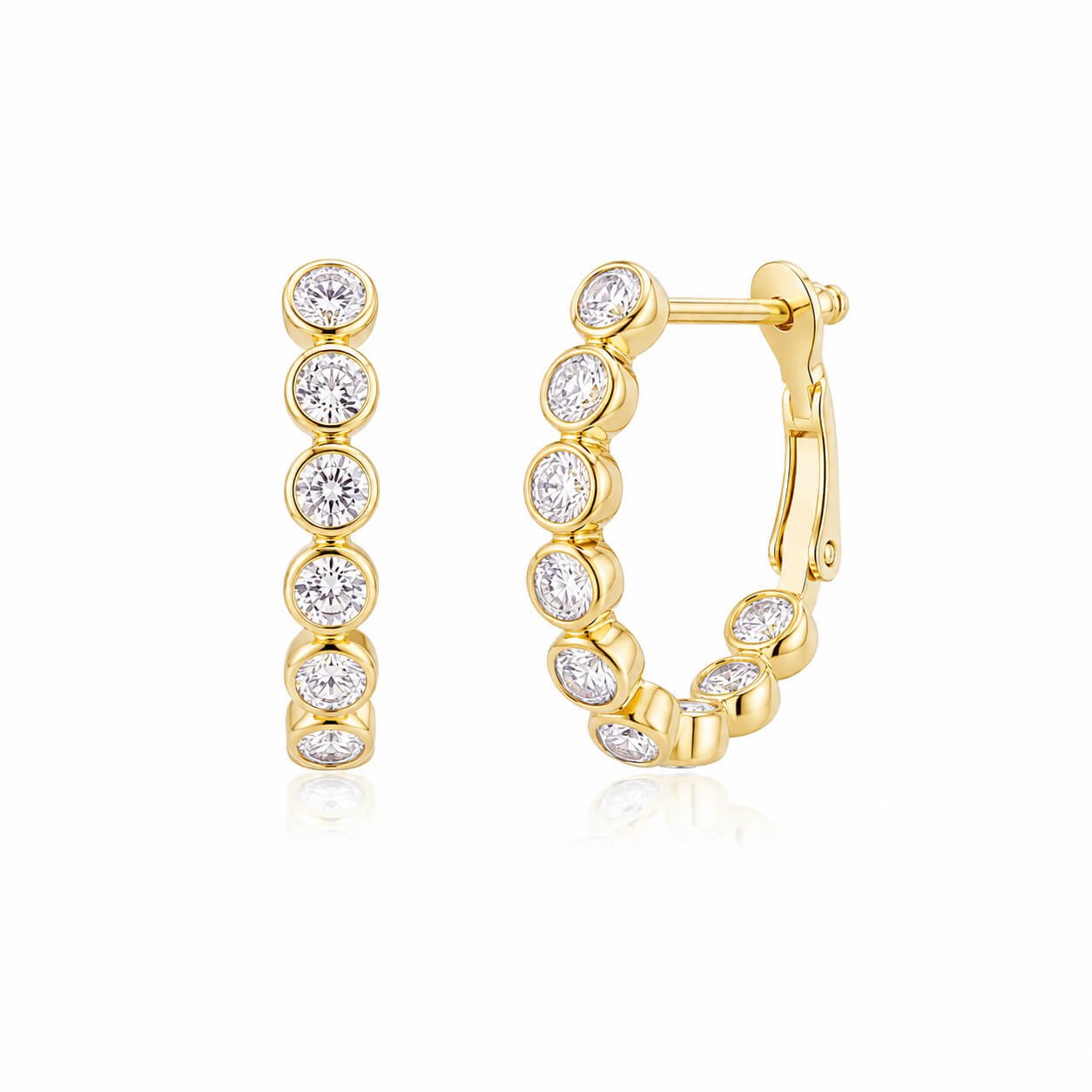 Full setting round cut lab grown diamond bubble hoop earrings Full setting round cut lab grown diamond bubble hoop earrings