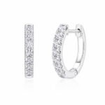 Full setting round cut lab grown diamond huggie hoop earrings