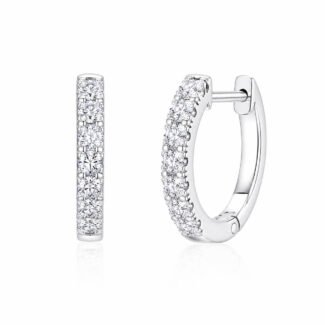 Full setting round cut lab grown diamond huggie hoop earrings