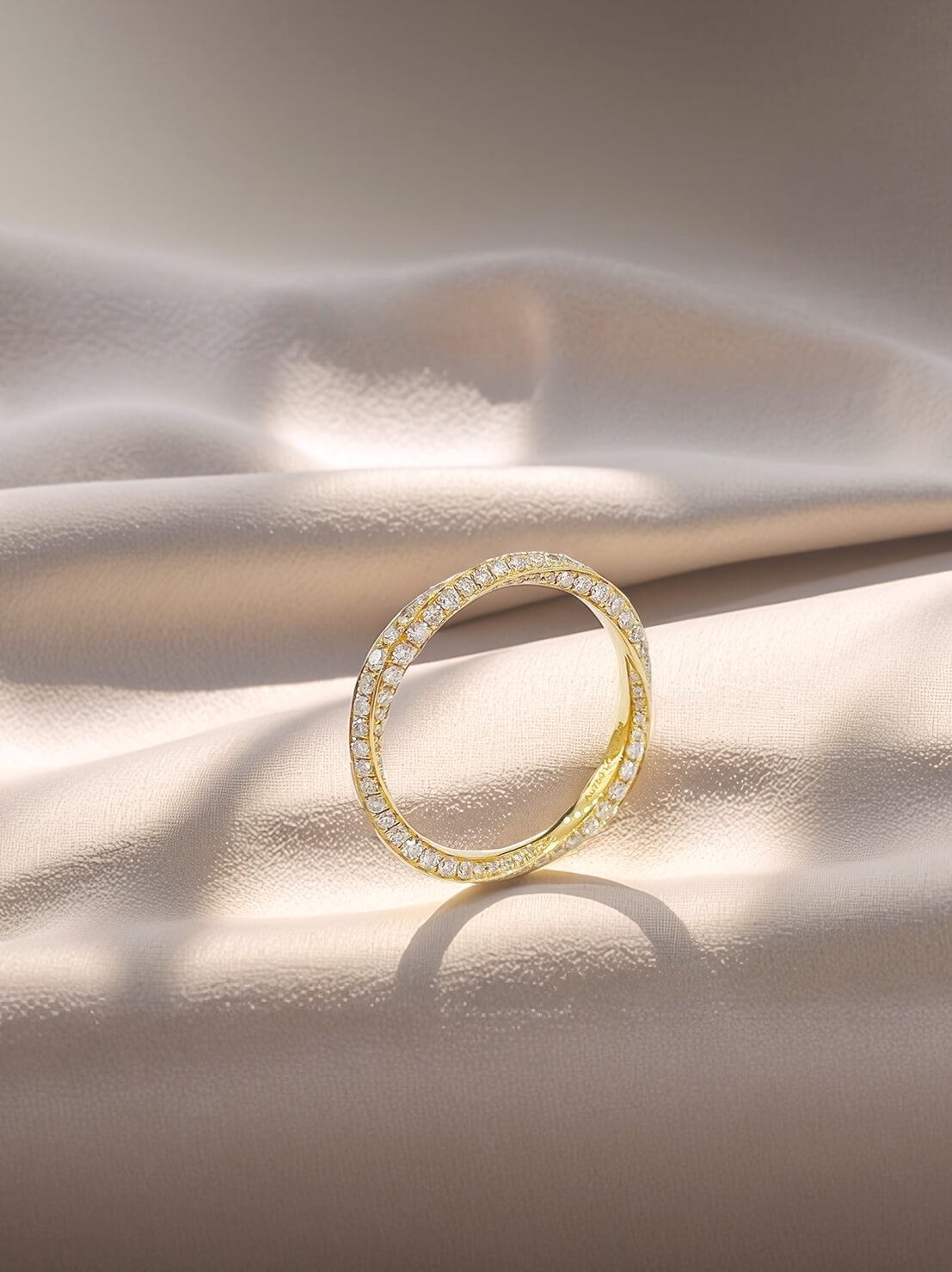 Full setting wrap round cut lab grown diamond eternity ring