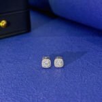 Halo setting round cut lab grown diamond earrings stud