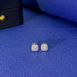 Halo setting round cut lab grown diamond earrings stud