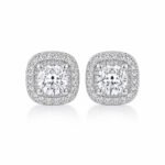 Halo setting round cut lab grown diamond earrings stud