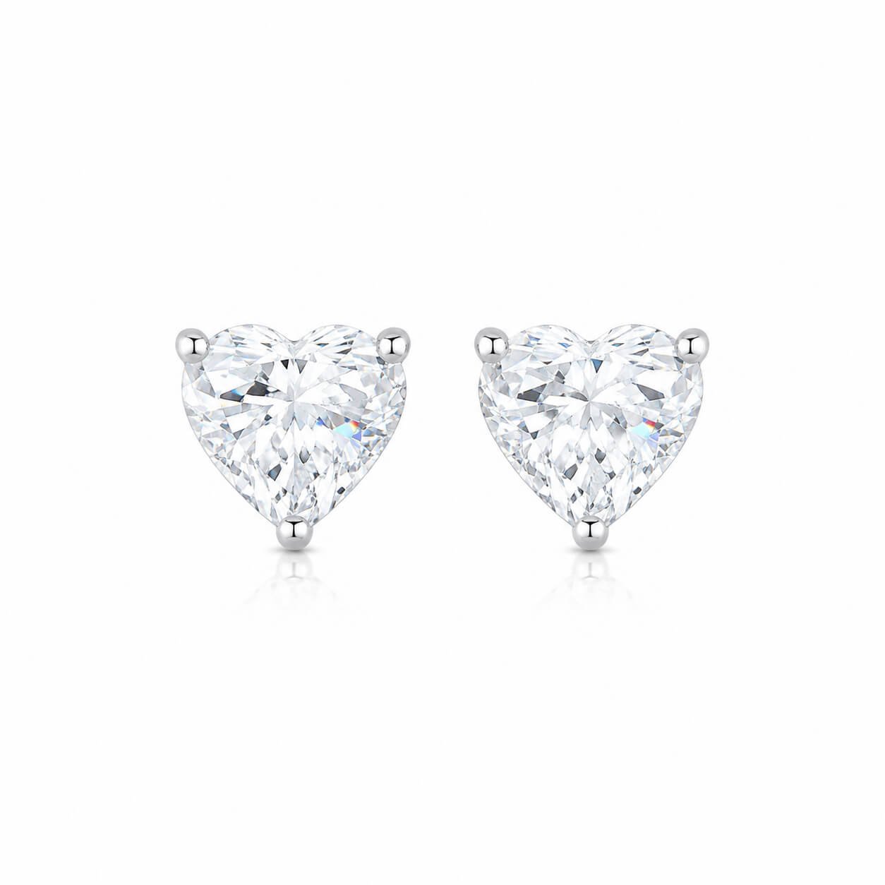 Heart cut lab grown diamond earrings stud