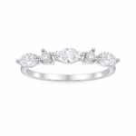 Marquise and round cut lab grown diamond eternity ring