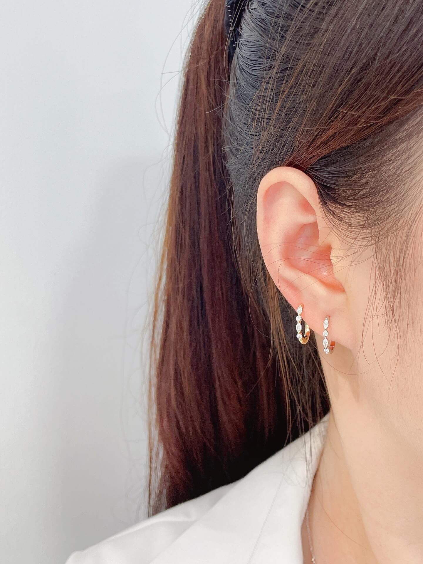 Marquise and round cut lab grown diamond hoop earrings Marquise and round cut lab grown diamond hoop earrings