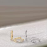 Marquise and round cut lab grown diamond hoop earrings