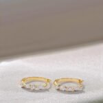 Marquise and round cut lab grown diamond hoop earrings