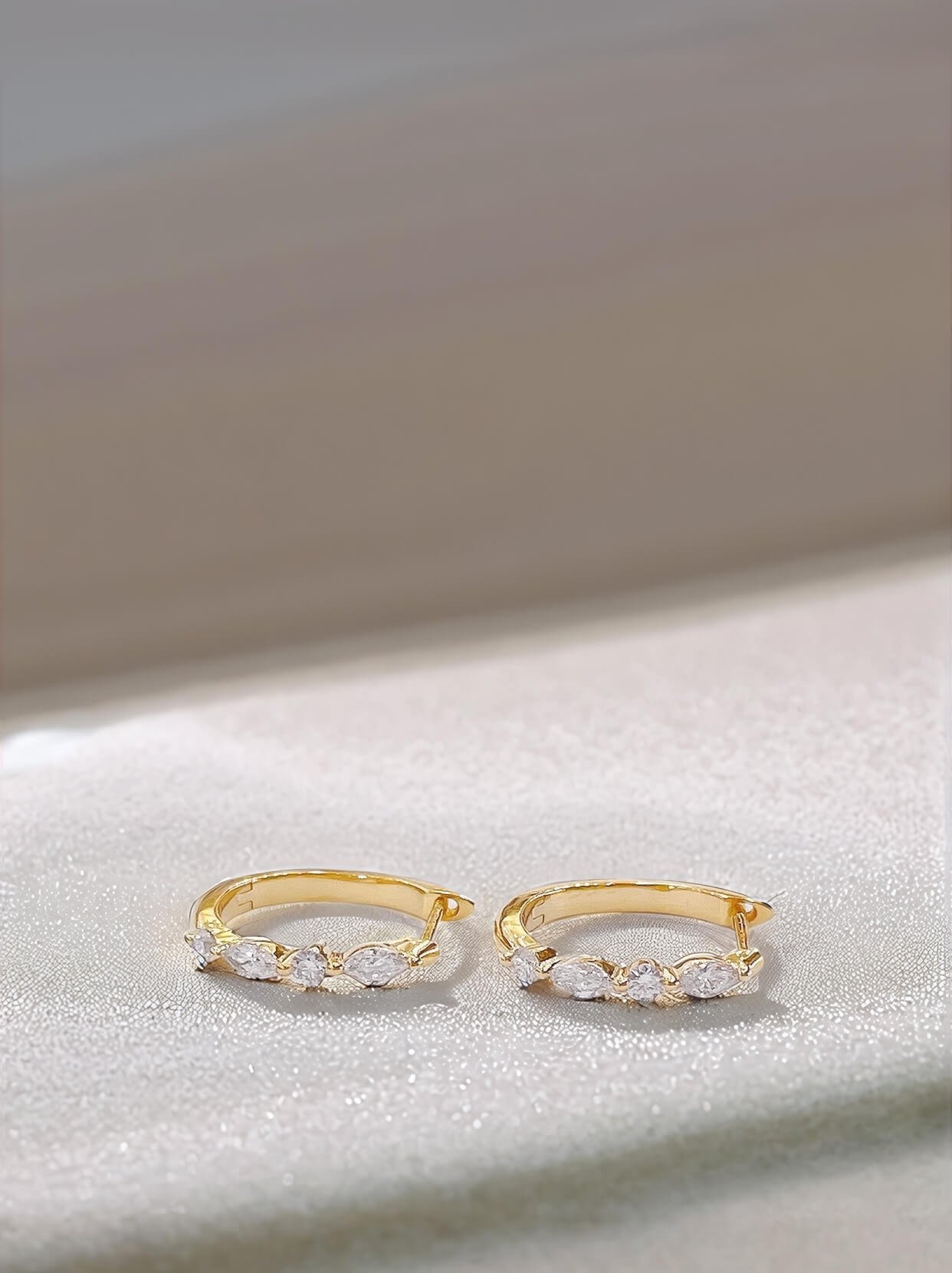 Marquise and round cut lab grown diamond hoop earrings Marquise and round cut lab grown diamond hoop earrings