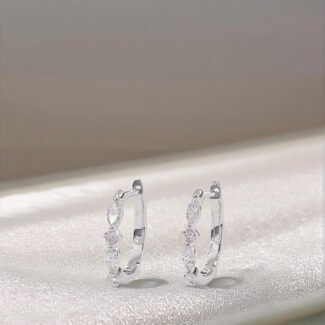 Marquise and round cut lab grown diamond hoop earrings
