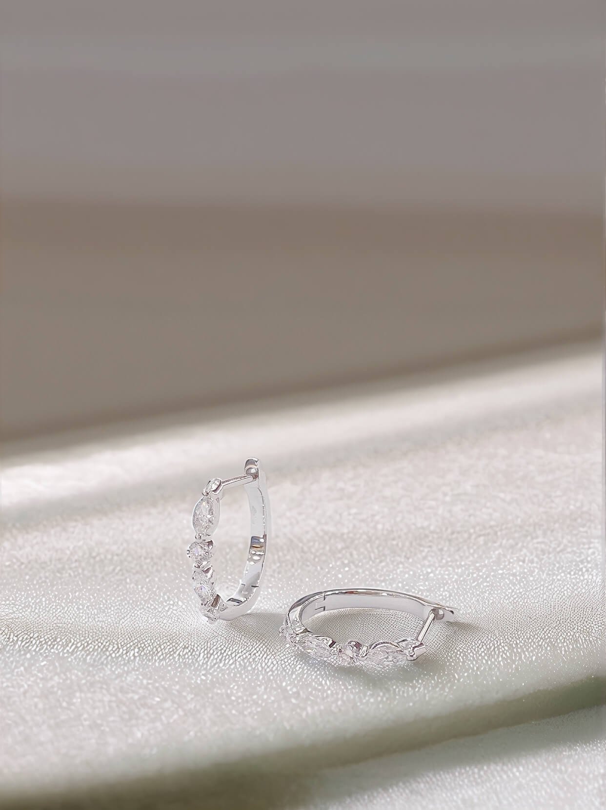 Marquise and round cut lab grown diamond hoop earrings Marquise and round cut lab grown diamond hoop earrings