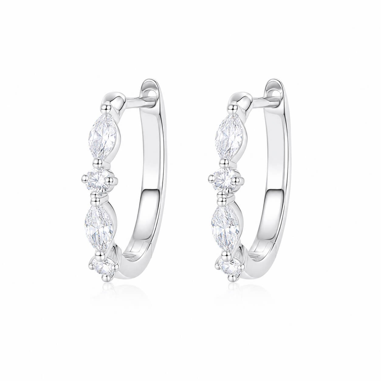 Marquise and round cut lab grown diamond hoop earrings Marquise and round cut lab grown diamond hoop earrings