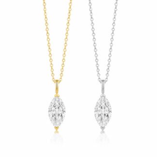 Marquise cut lab grown diamond pendant necklace