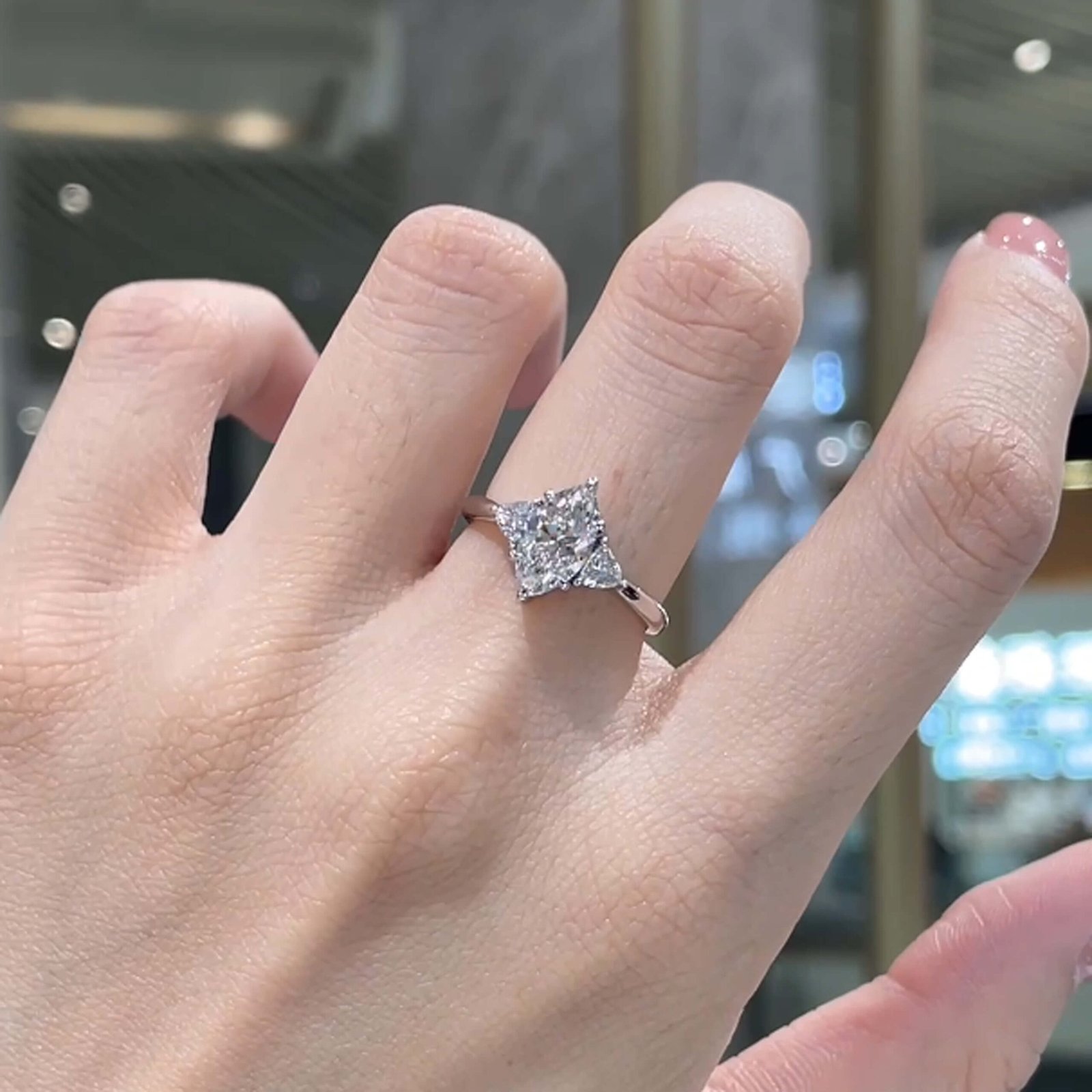 Marquise cut lab grown diamond three stones engagement ring Marquise cut lab grown diamond three stones engagement ring