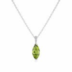 Marquise cut lab grown green diamond pendant necklace