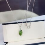 Marquise cut lab grown green diamond pendant necklace
