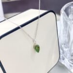 Marquise cut lab grown green diamond pendant necklace