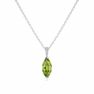 Marquise cut lab grown green diamond pendant necklace