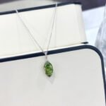 Marquise cut lab grown green diamond pendant necklace