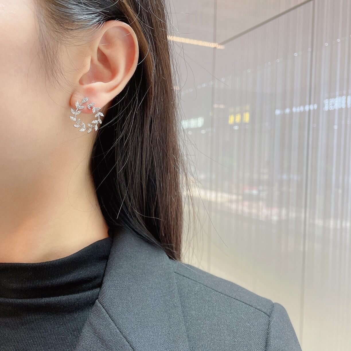 Olive shaped marquise cut lab grown diamond earrings stud