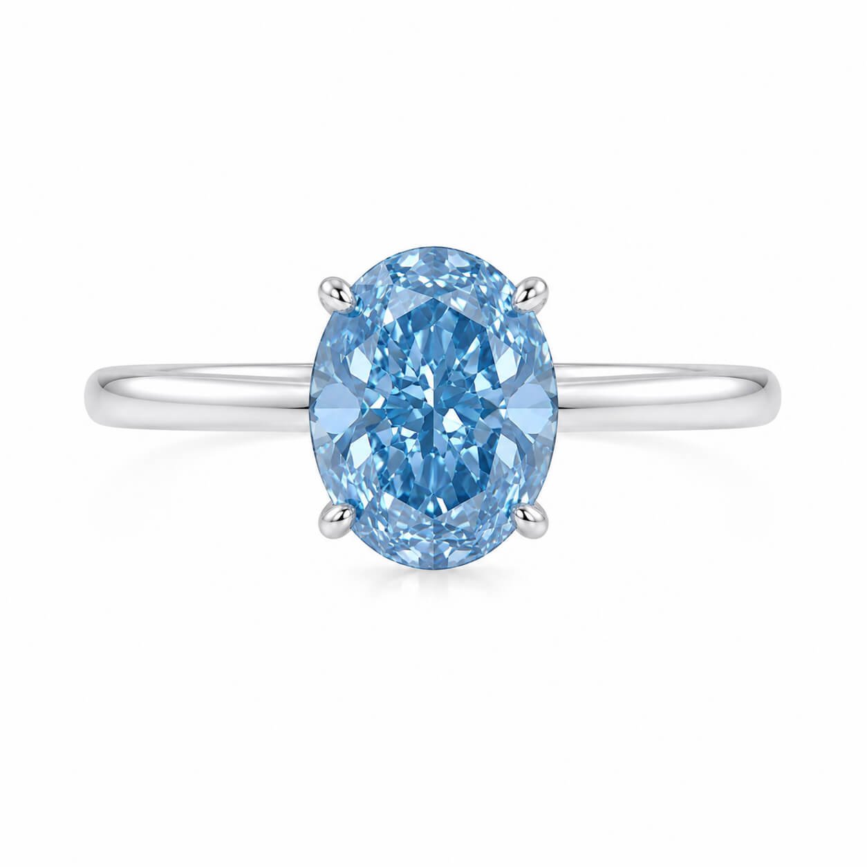 Oval cut lab grown blue diamond engagement ring Oval cut lab grown blue diamond engagement ring