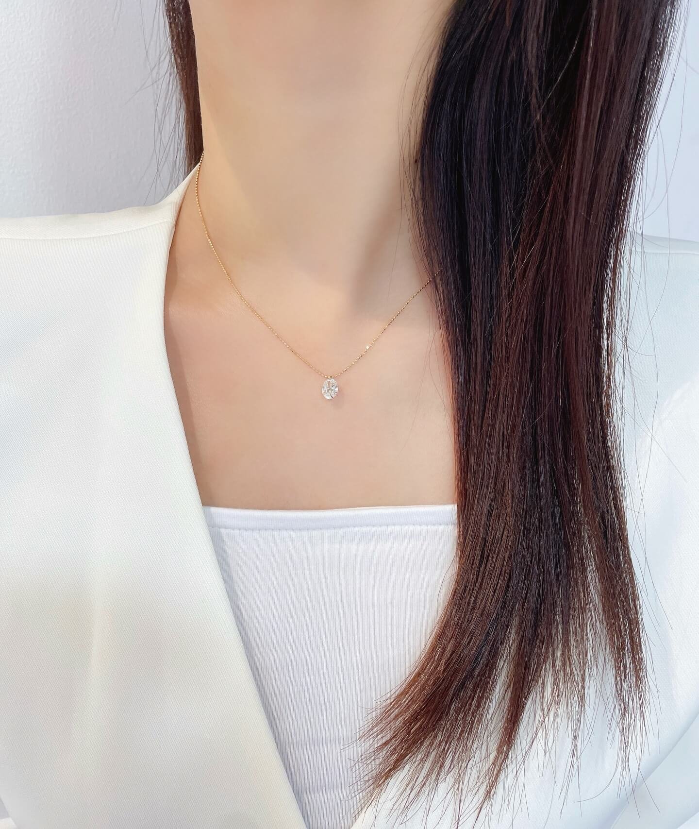Oval cut lab grown diamond pendant necklace Oval cut lab grown diamond pendant necklace
