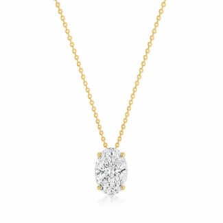 Oval cut lab grown diamond pendant necklace