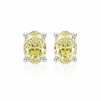 Oval cut lab grown yellow diamond earrings stud