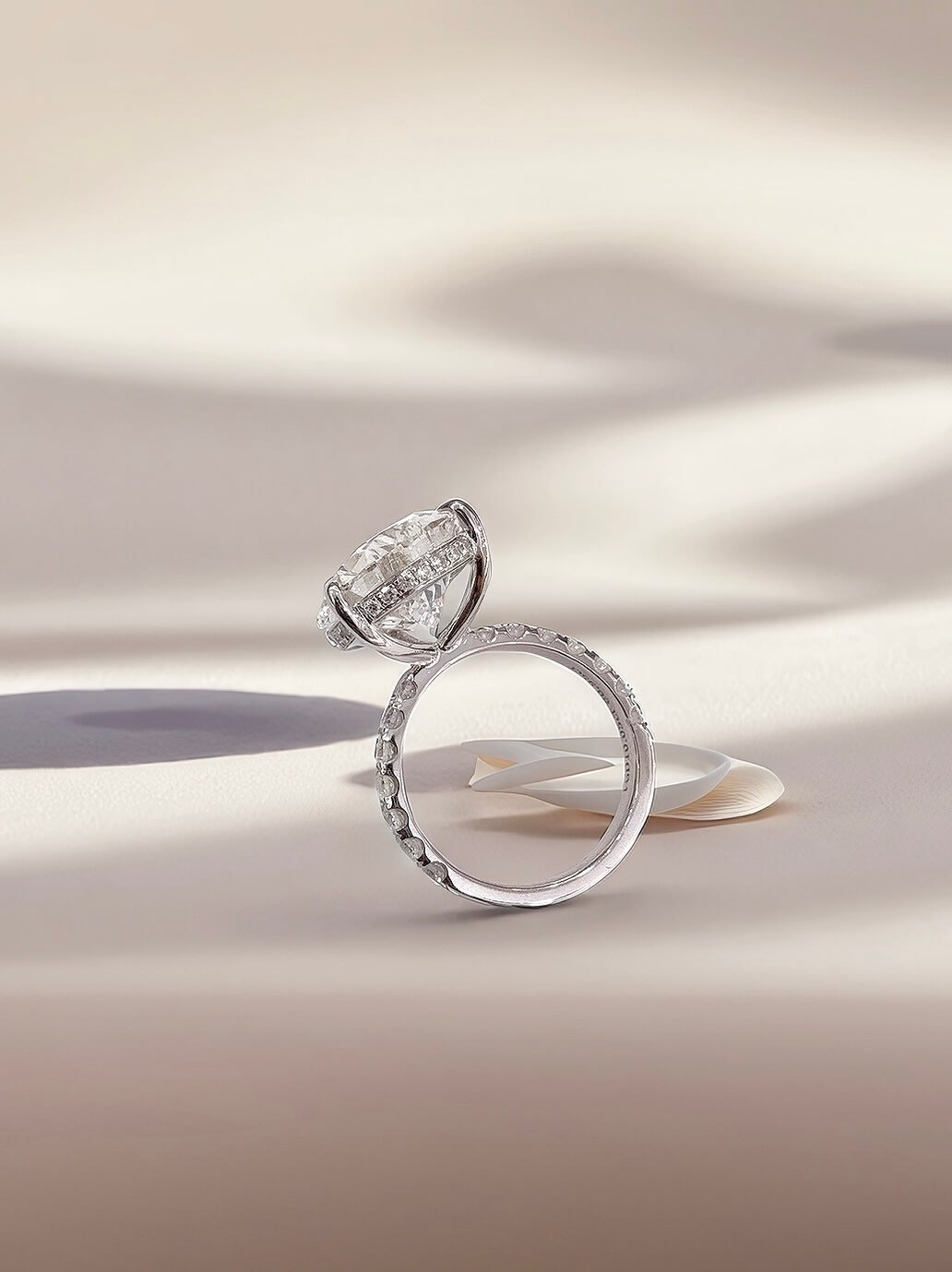 Pear cut lab grown diamond engagement ring
