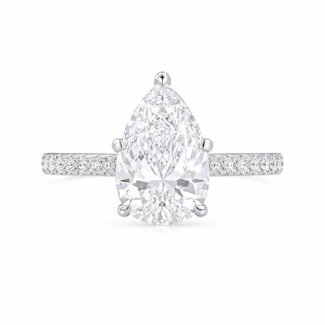 Pear cut lab grown diamond engagement ring
