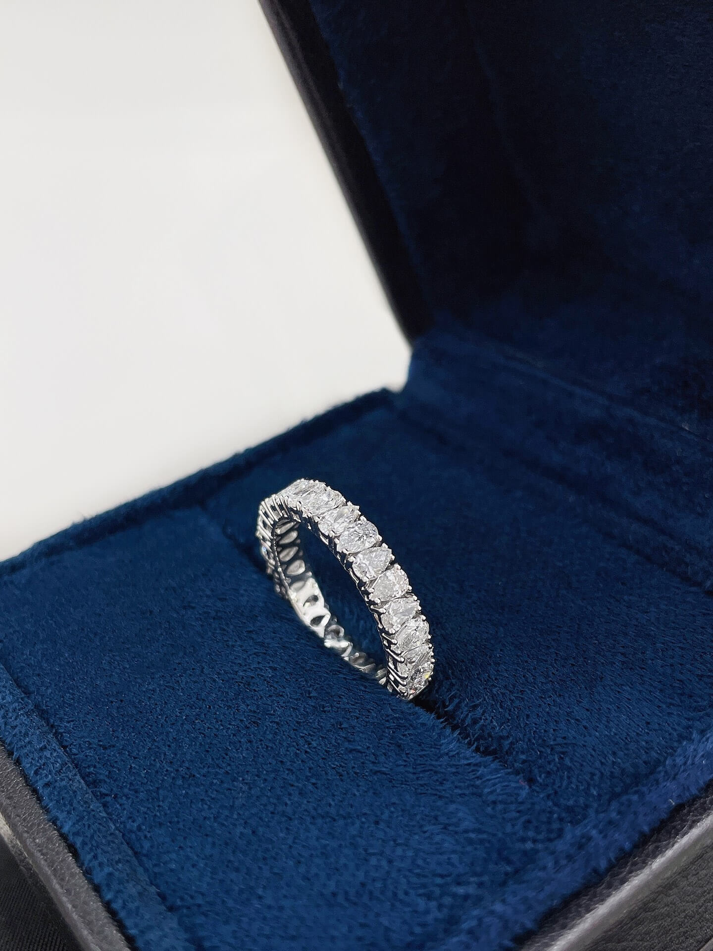 Pear cut lab grown diamond eternity ring